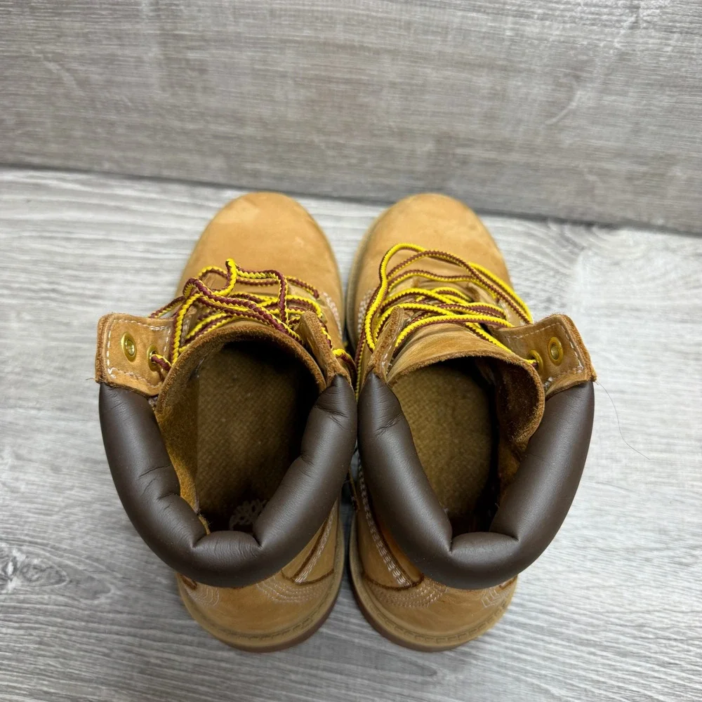 Timberland 6 Inch Premium Waterproof Boot Kids Size 2 Wheat Tan Leather 12709
